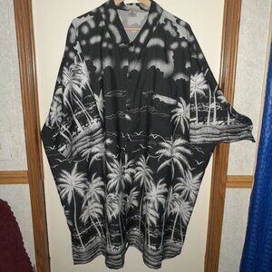 LA LEELA Men's Black & White Palm Tree Silky Hawaiian Shirt Big & Tall Size 5X